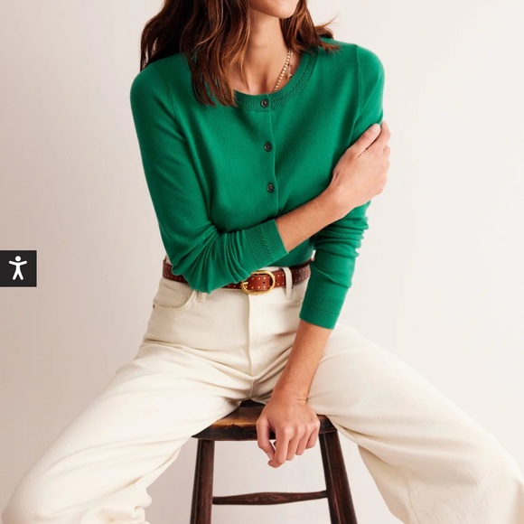 Boden Catriona Cotton Cardigan in 
Malachite Green Size Medium - Picture 1 of 10